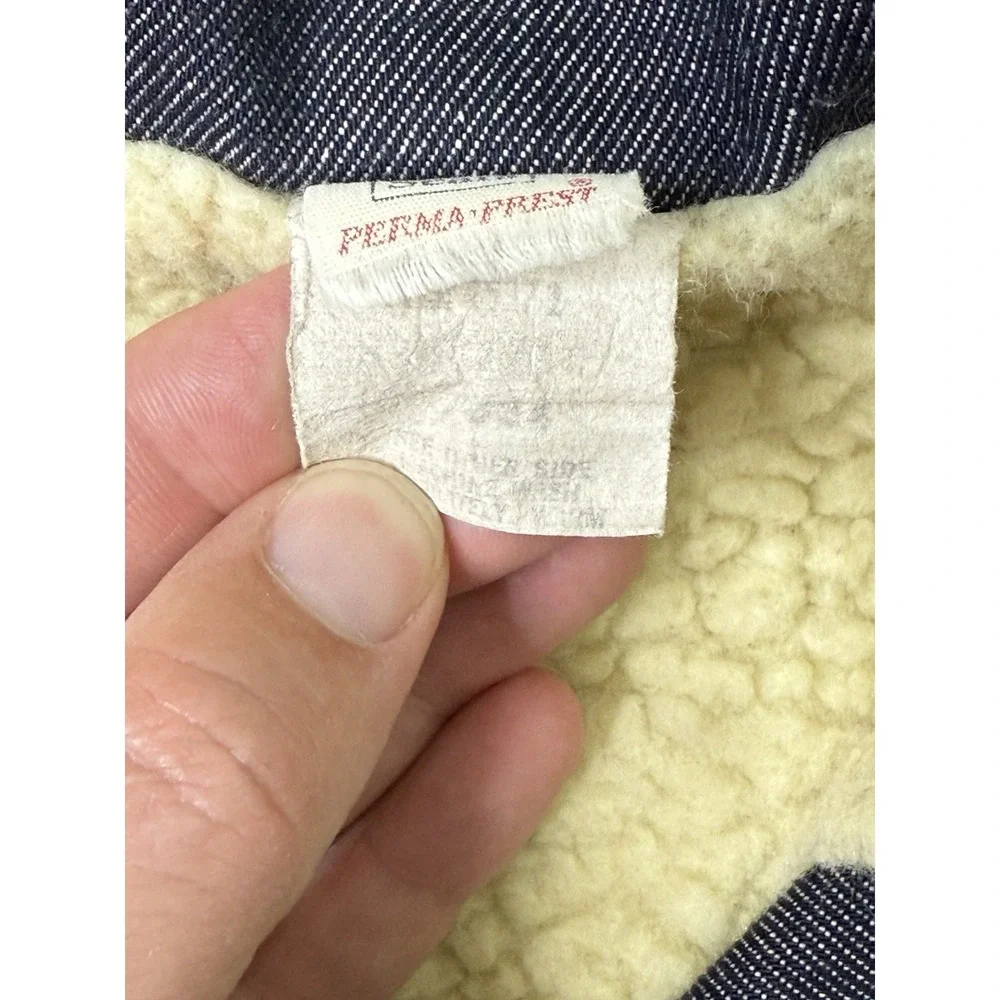 Vintage Sears Toughskins Boys Size‎ 5 Sherpa Lined Denim Trucker Jean Jacket 70s